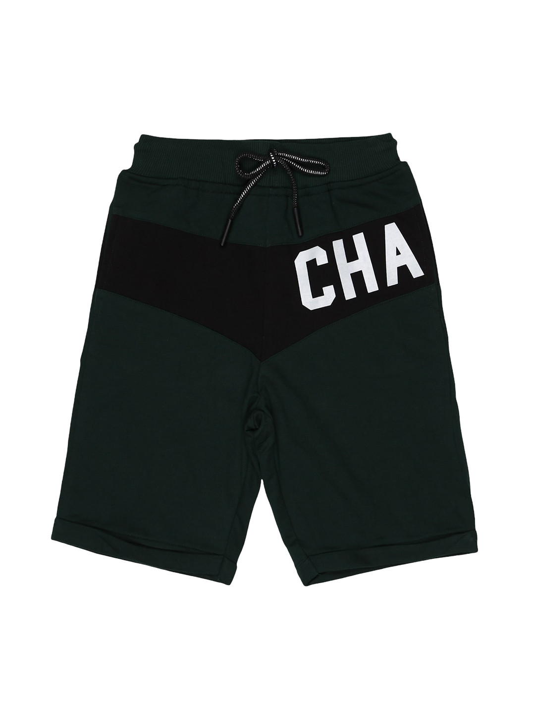 Alan Jones Boys Green & White Printed Shorts