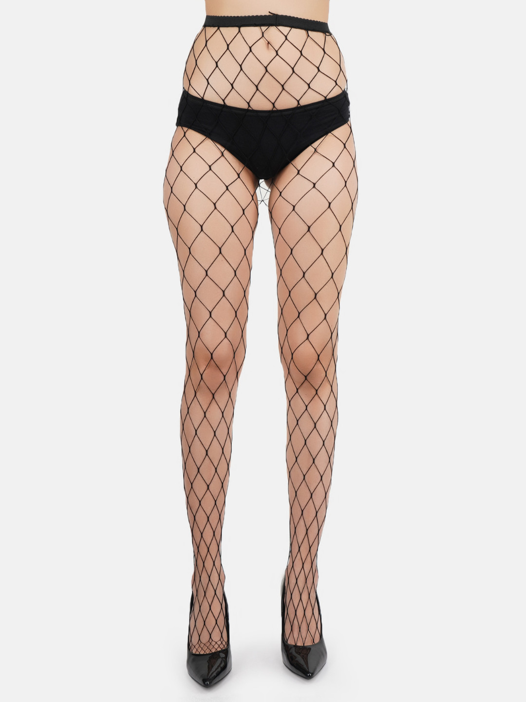 N2S NEXT2SKIN Women Black Patterned Fishnet Stockings