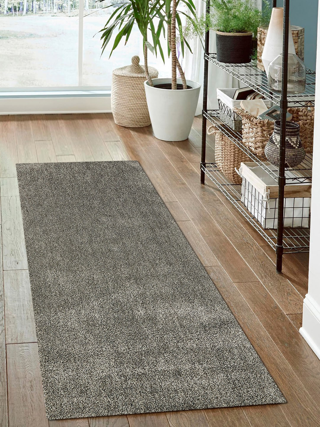OBSESSIONS Grey Solid Non-Shedding Floor Runner