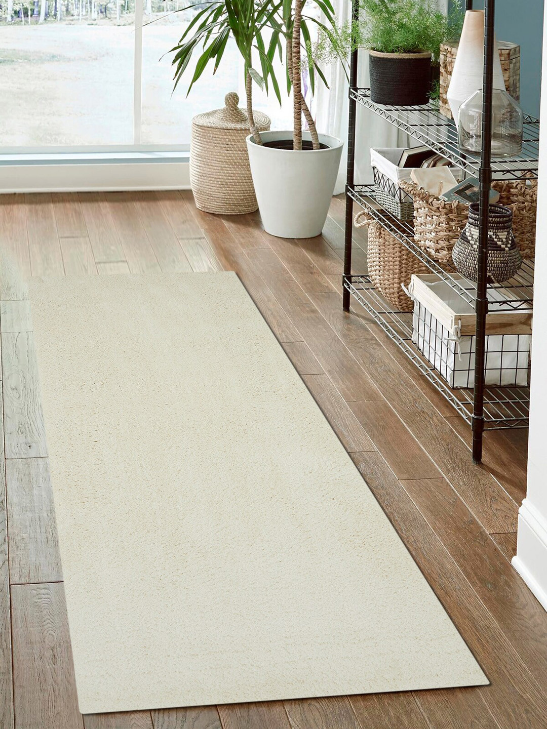 OBSESSIONS White Non-Shedding Solid Floor Runners