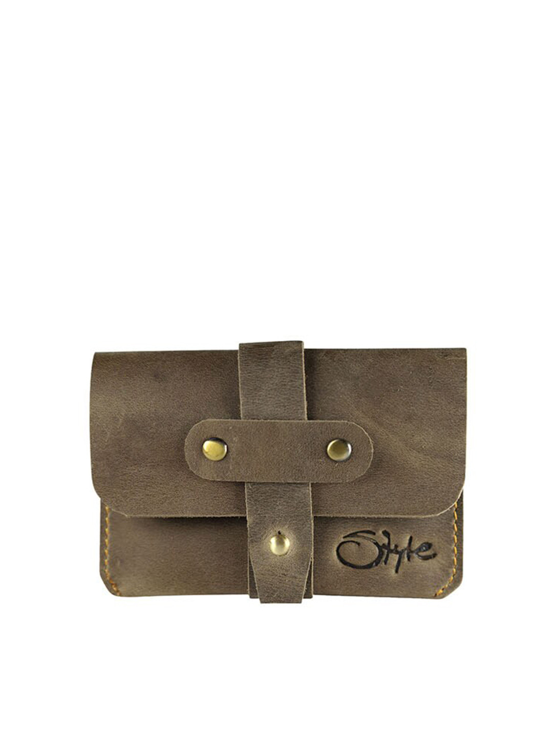 Style SHOES Unisex Khaki Genuine Leather Card Holder