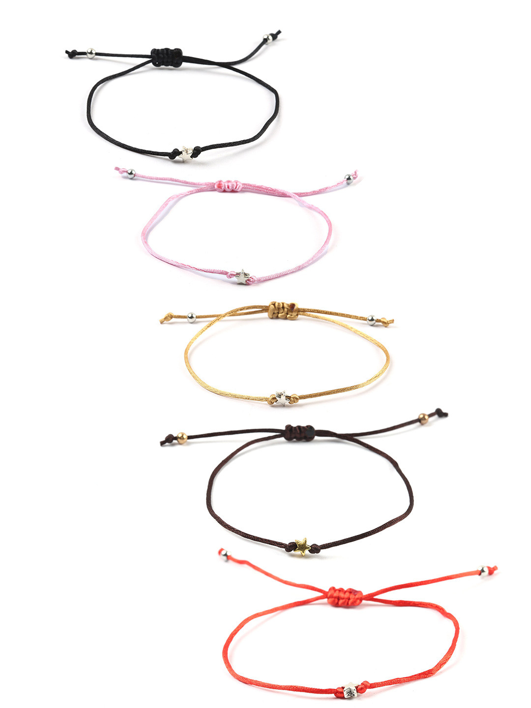 EL REGALO Unisex Red & Pink Wrap Around Bracelet Set Of 5