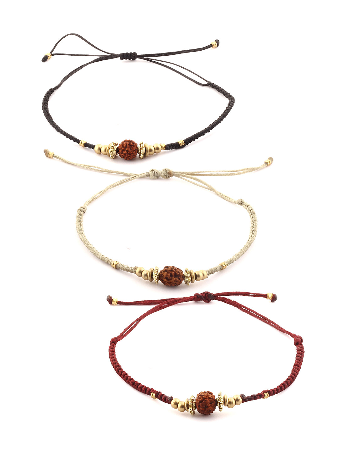 EL REGALO Unisex Set Of 3 Rudraksha Wraparound Bracelet