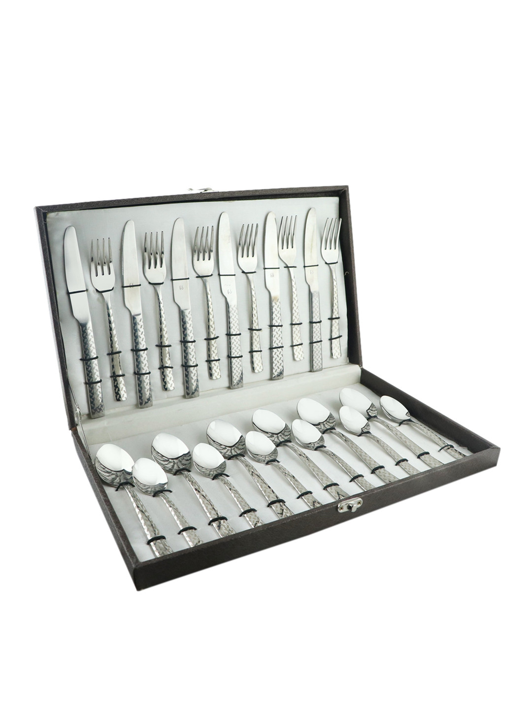 FNS Rhombo 24 Pc Laser Pattern Design on Handle Cutlery Set Box