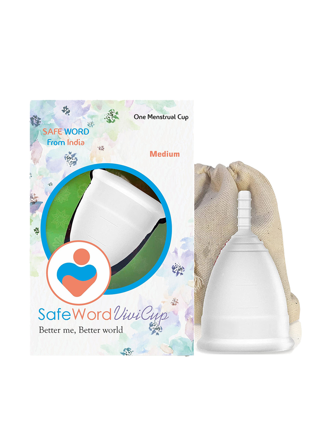 SafeWord White Better Me Better World Menstrual Cup - Medium