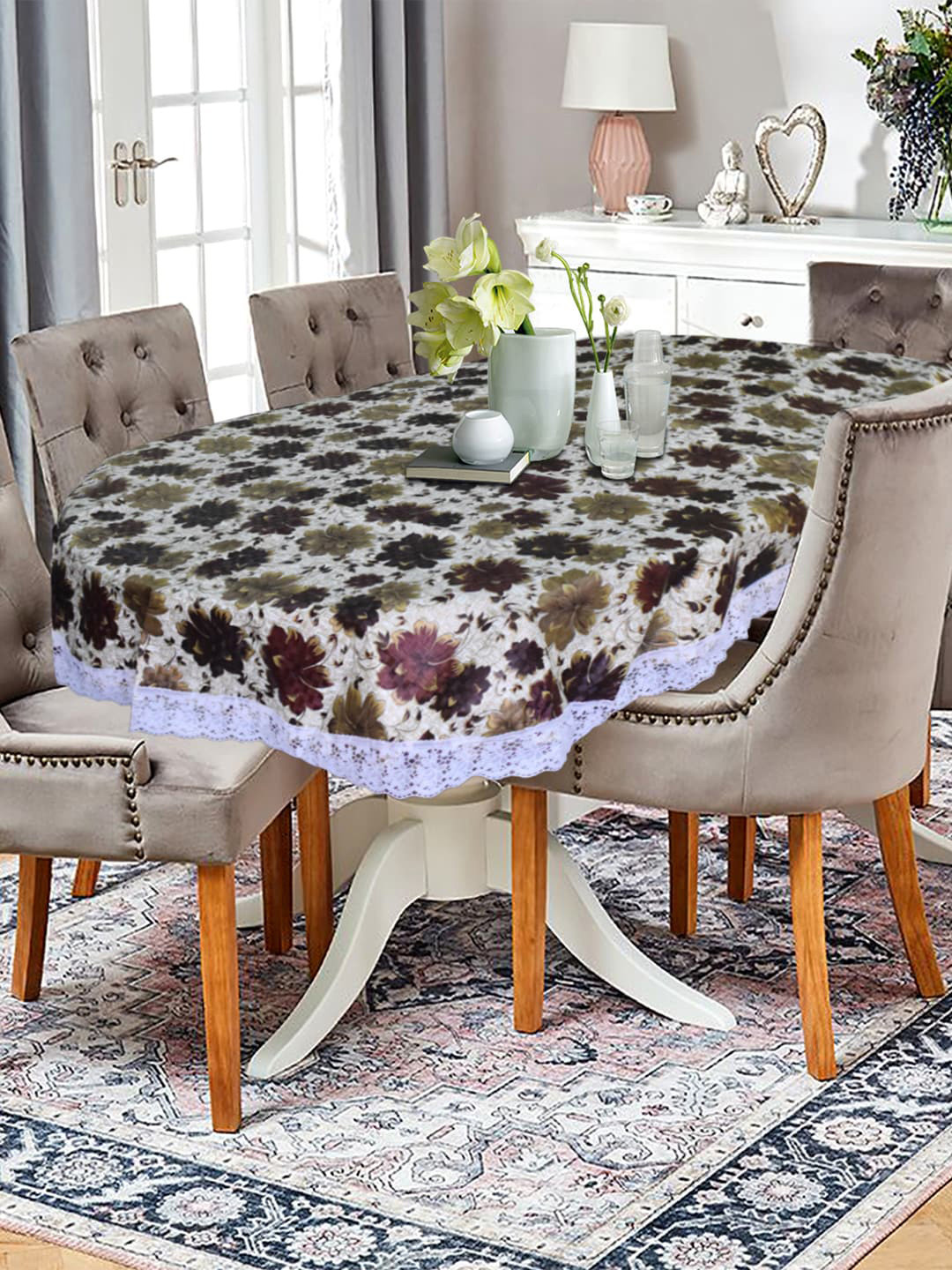 Kuber Industries 60x90 inch PVC Oval Shape dinning Table Cover for kitchen, living room