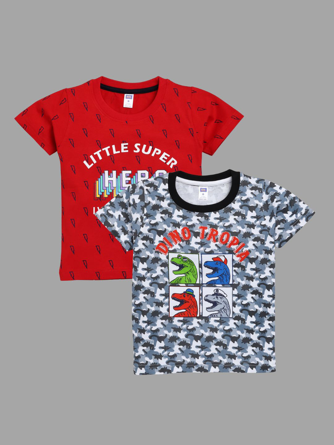 Nottie Planet Boys Red & Blue Pack of 2 Printed Cotton T-shirt