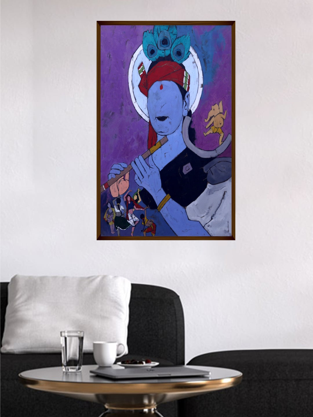 The Art House Blue & White Abstract Painting Framed Wall Art