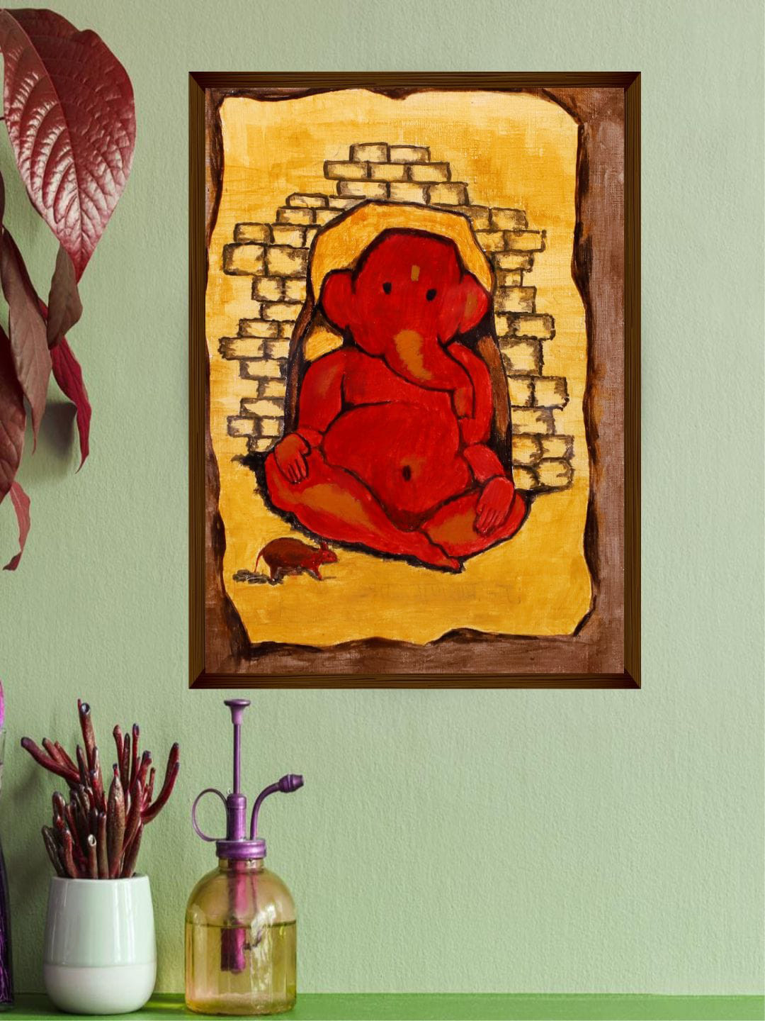 The Art House Brown & Yellow Abstract Painting Framed Wall Art