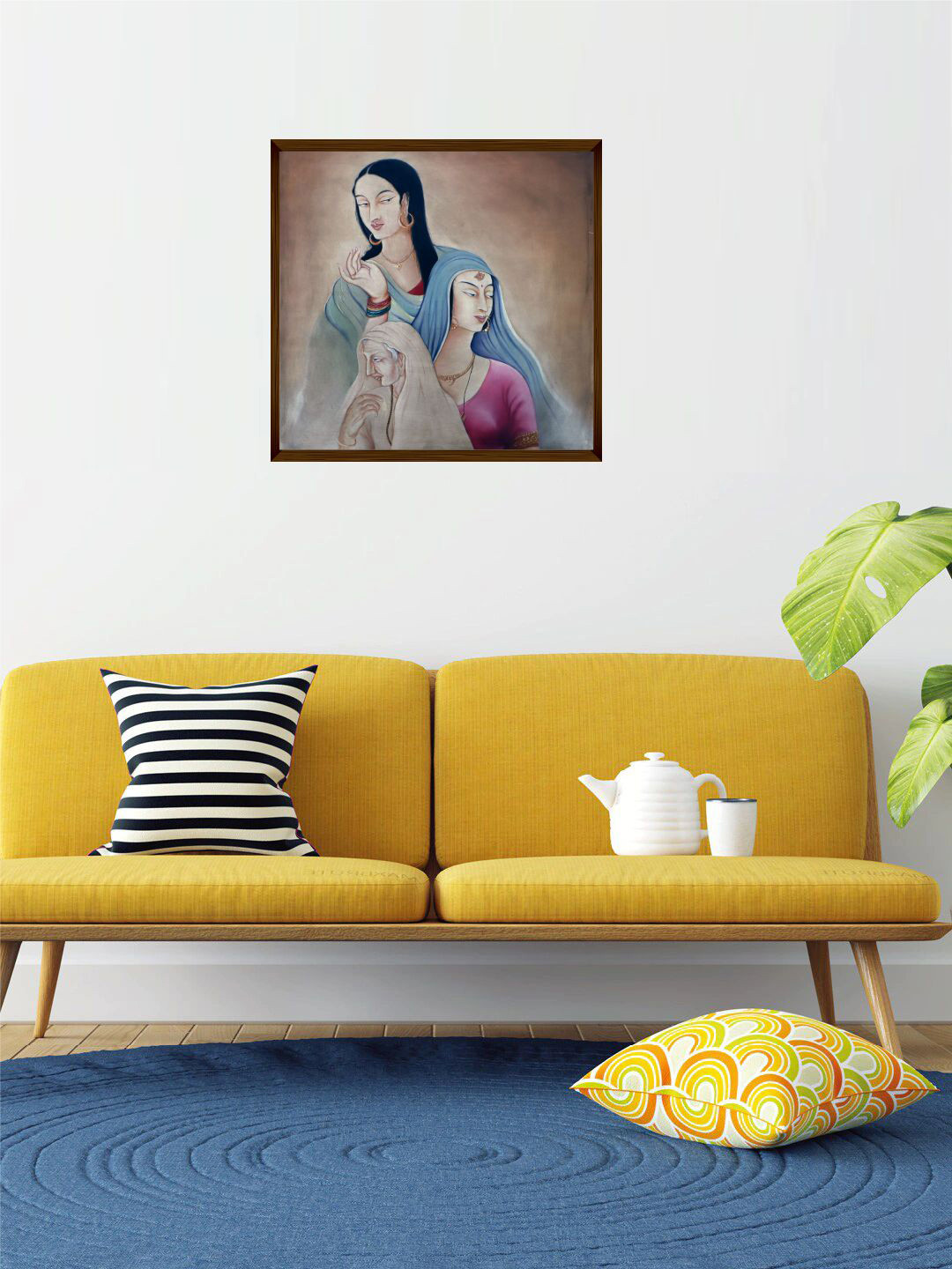 The Art House Brown & Blue Abstract Painting Wall Art