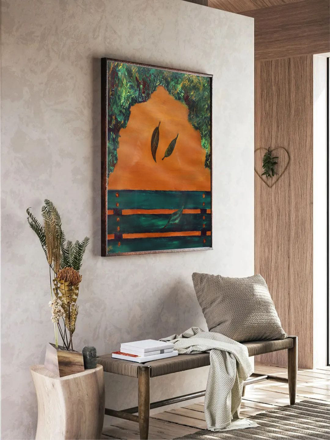 The Art House Green & Orange Abstract Painting Wall Art