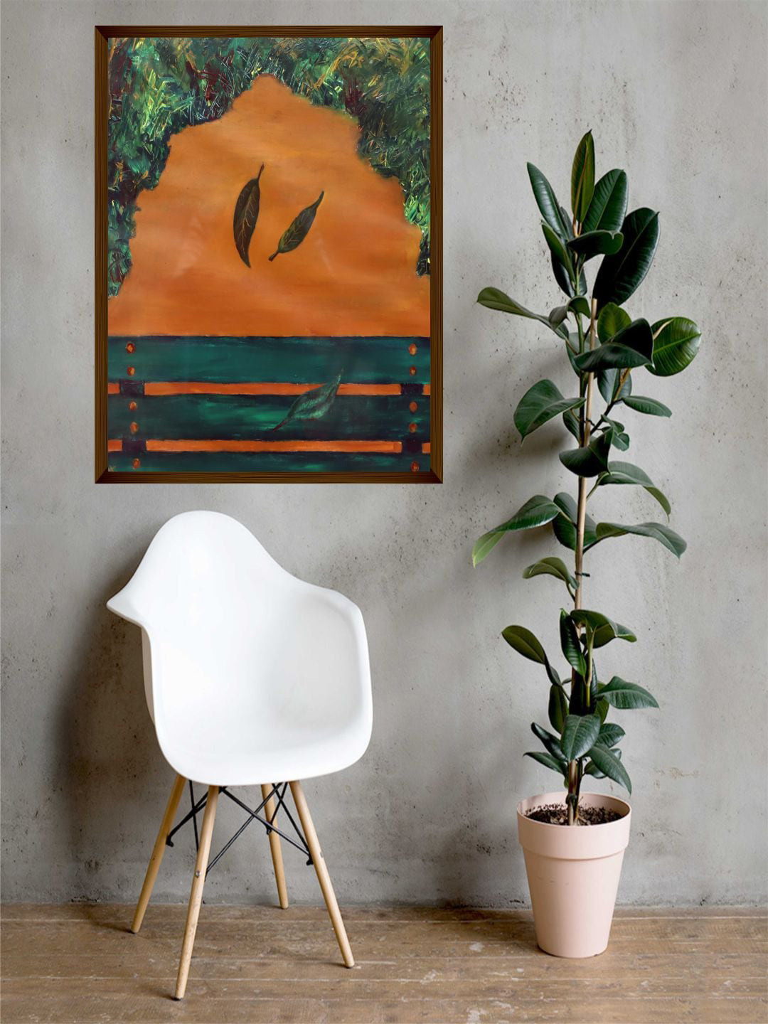 The Art House Orange & Green Abstract Painting Wall Art