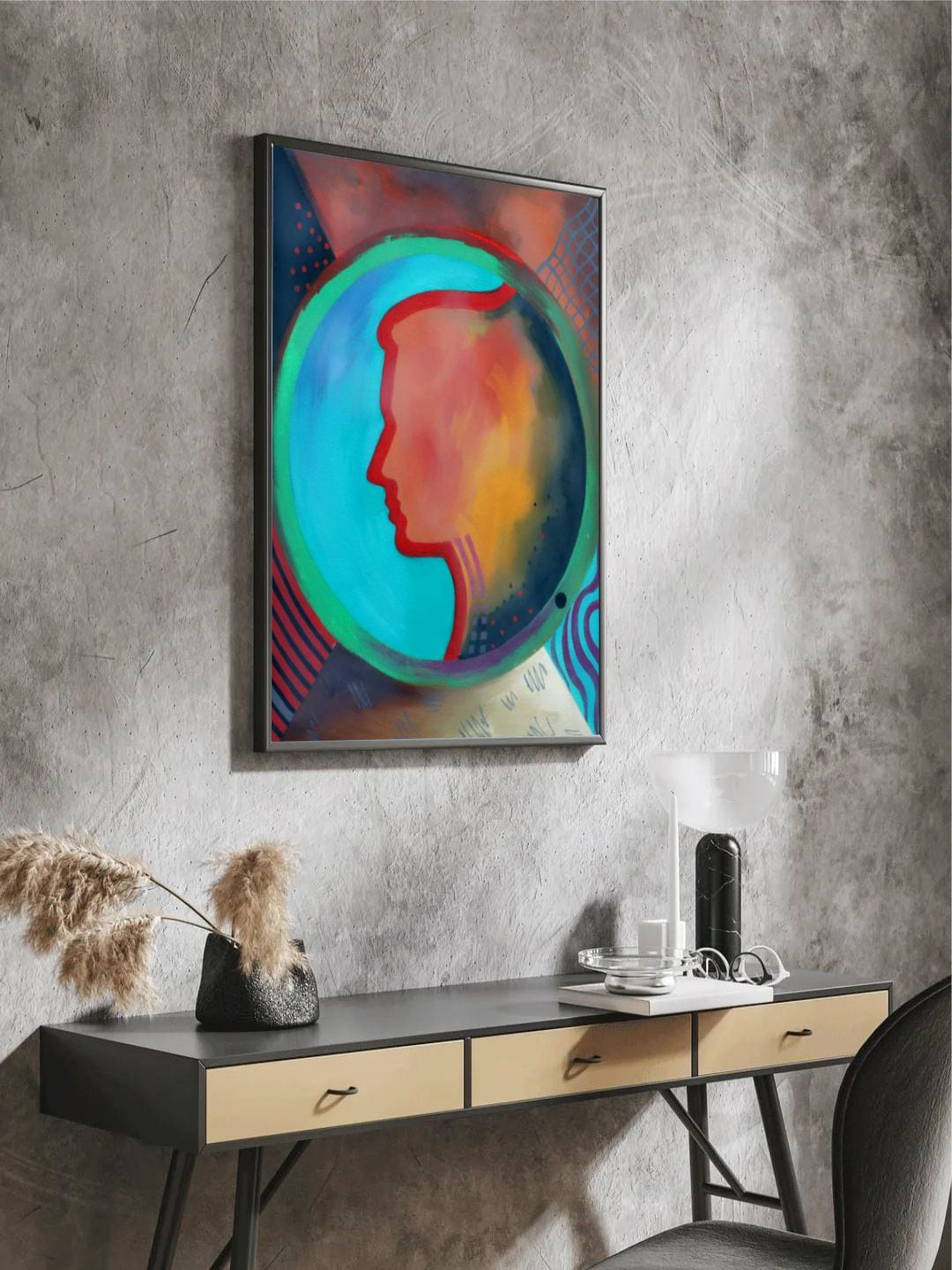 The Art House Blue & Red Abstract Painting Wall Art