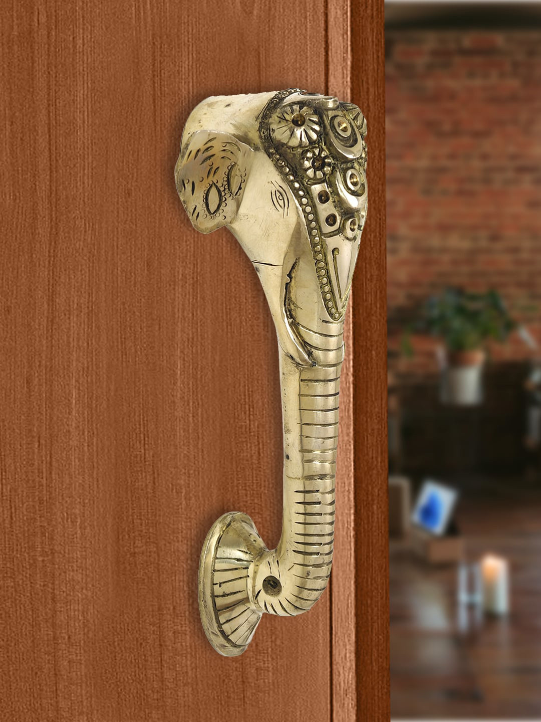 Imli Street Gold-Toned Elephant Design Door Handle