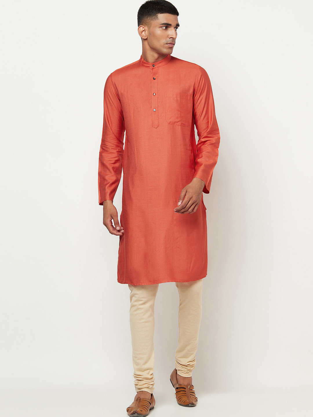 Fabindia Men Rust Kurta