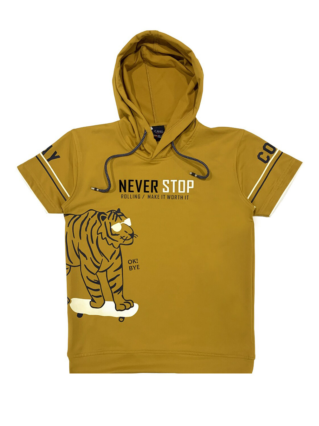CAVIO Boys Gold-Toned Printed T-shirt