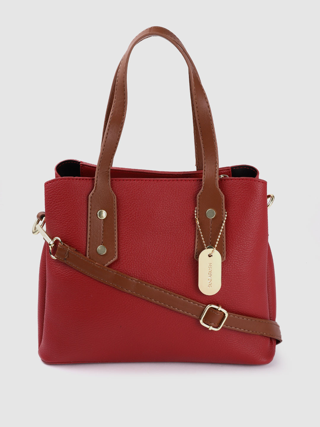 Sugarush Red PU Structured Handheld Bag
