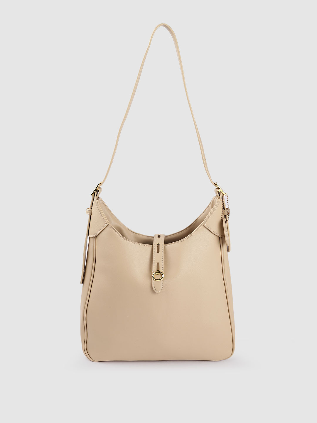 Sugarush Beige PU Structured Shoulder Bag