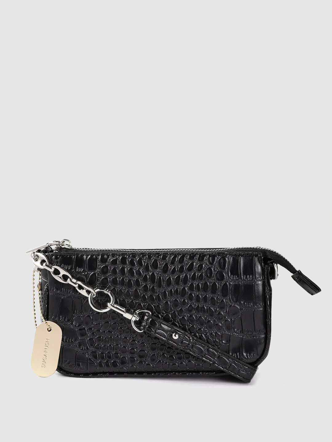 Sugarush Black Textured PU Sling Bag