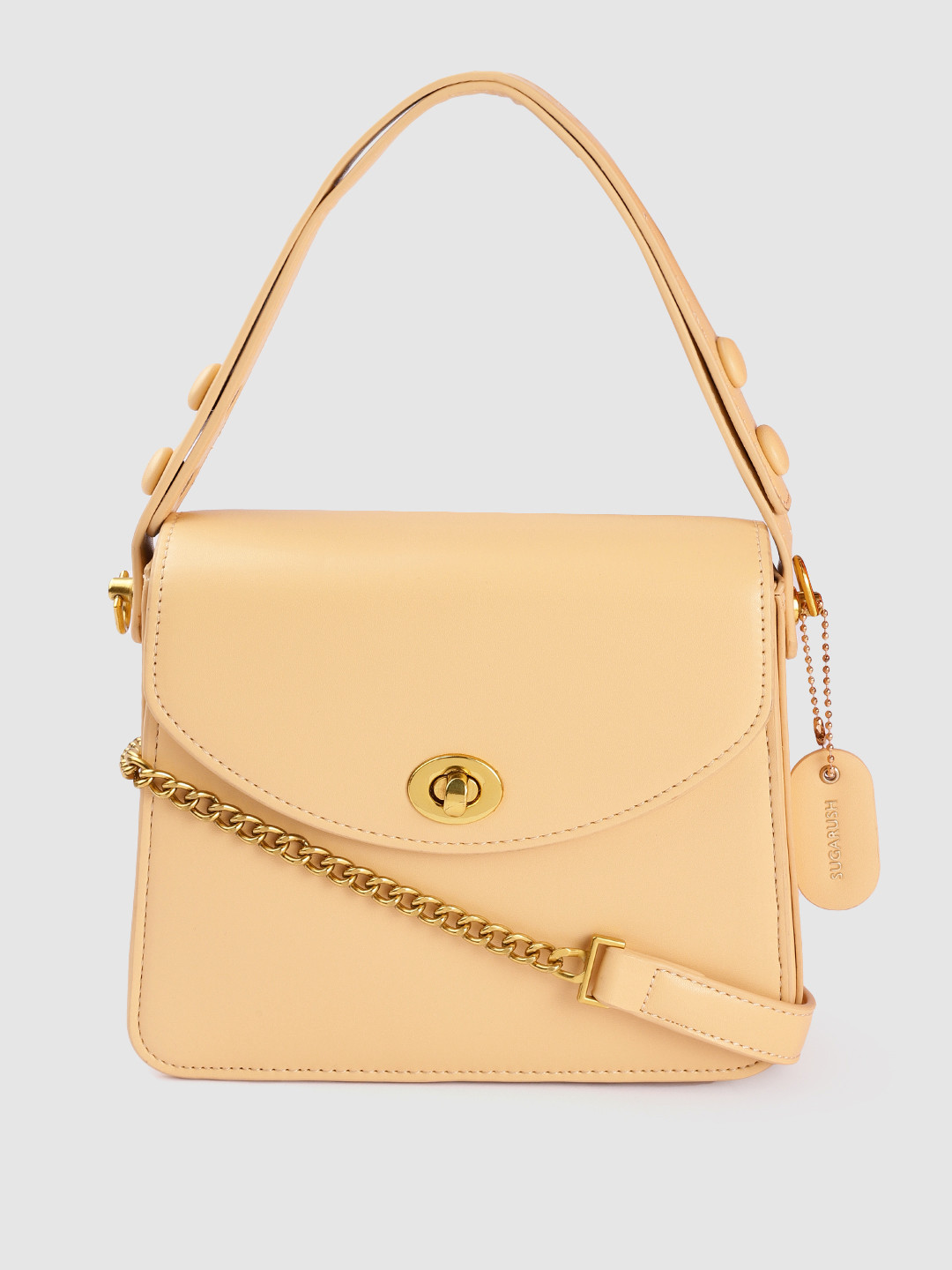 Sugarush Women Yellow Solid Structured Sling Bag