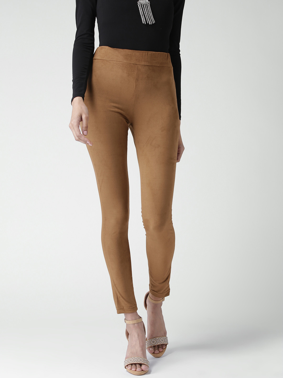 Brown Ankle Length Leggings - Leggings 