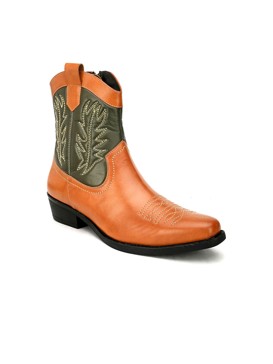San Frissco Men Tan Woven Design High-Top Boots
