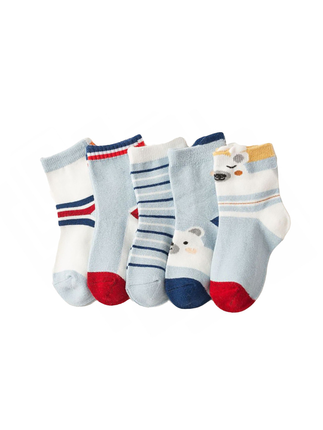 SYGA Infant Pack Of 5 Multi-Coloured Organic Cotton Baby Socks