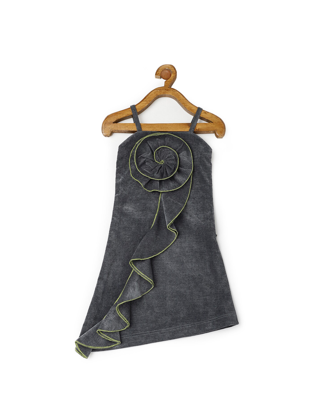 TIC TAC TOE Charcoal Ruffled A-Line Dress