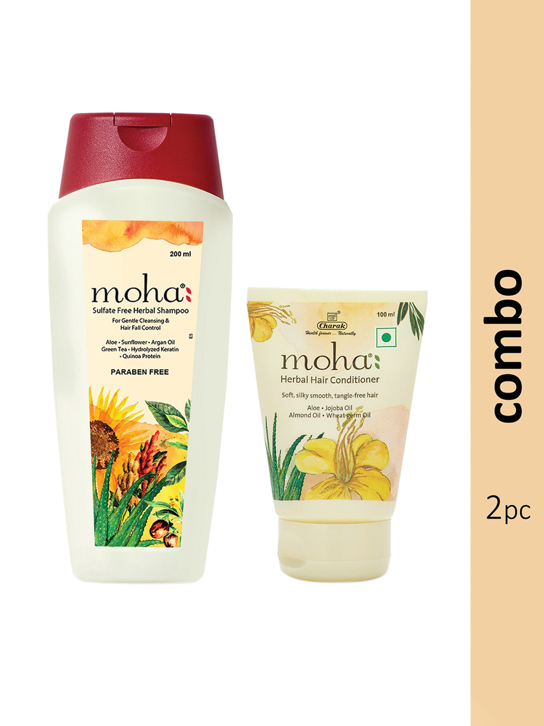 moha Sulfate-Free Sunflower Oil Shampoo 200 ml & Jojoba Oil Hair Conditioner 100 ml