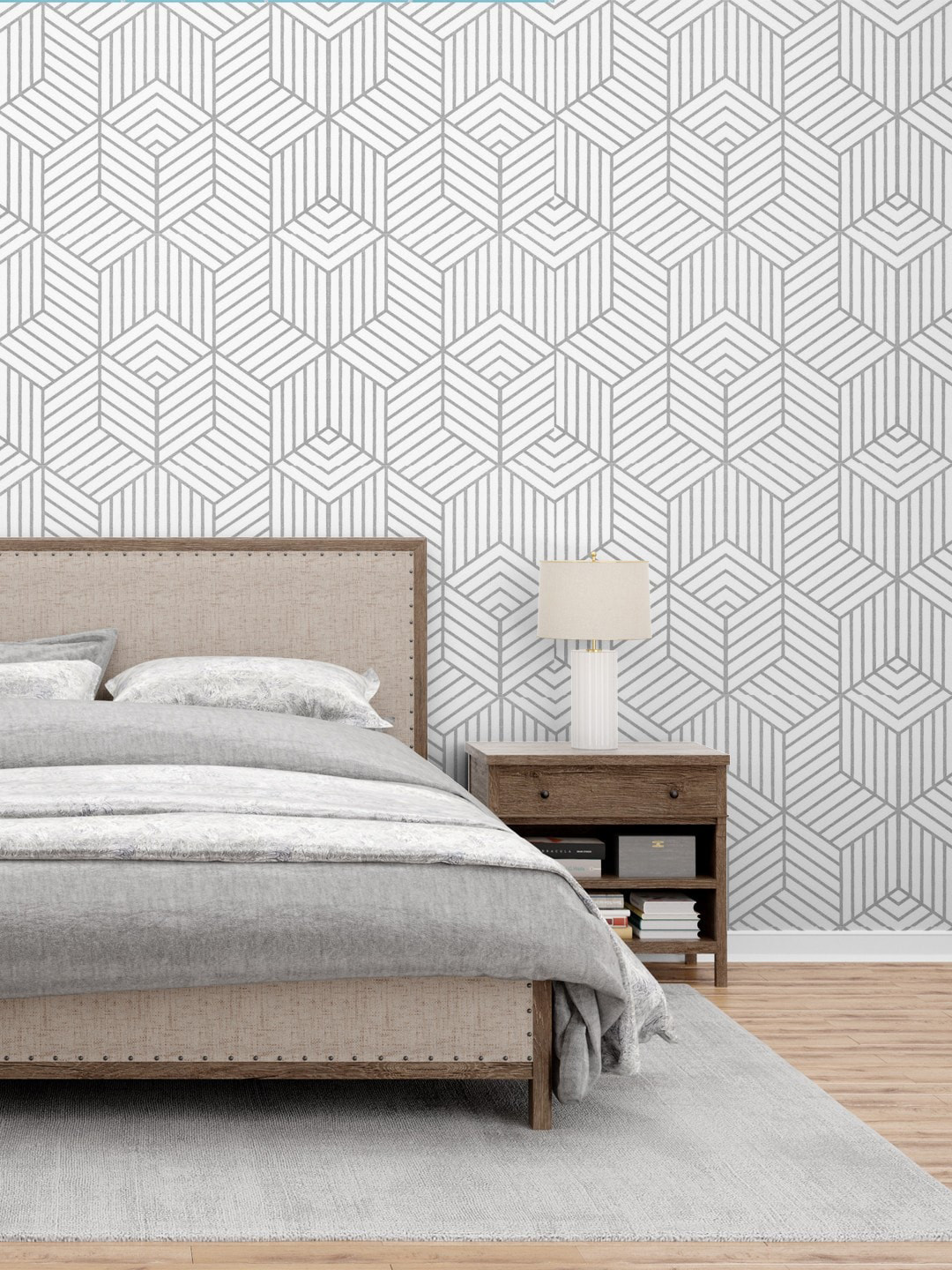 Jaamso Royals Geomatric Hexagon Plastic Matte Sticking Hall Wallpaper