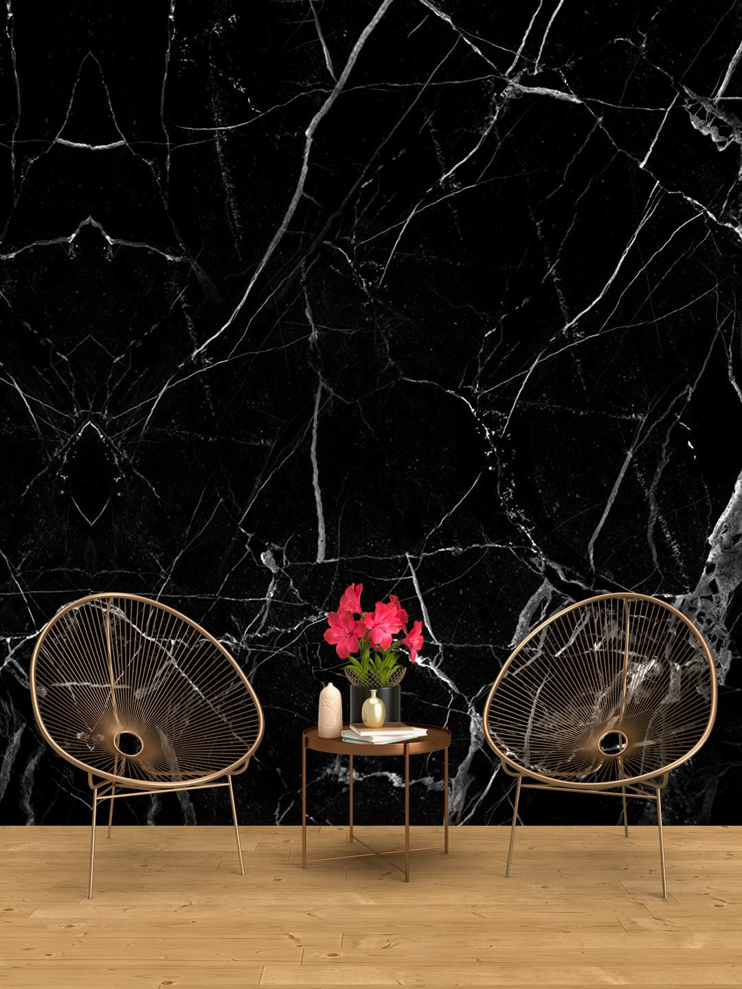 Jaamso Royals Black Marble Self-Adhesive Waterproof Wallpaper