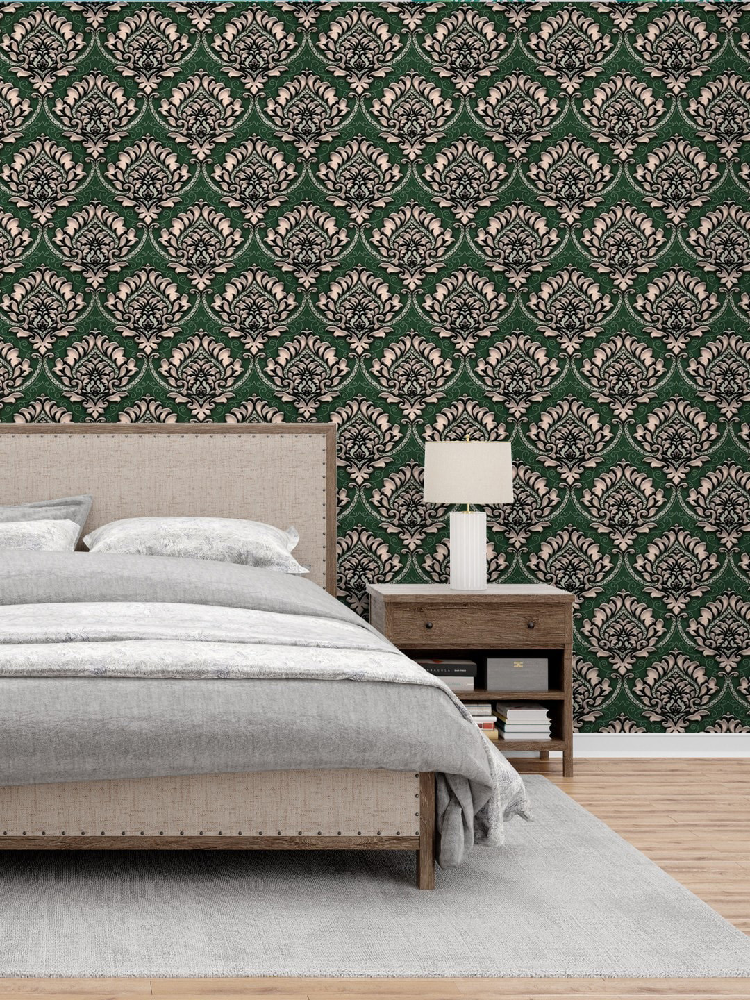 Jaamso Royals Damask Design Vinyl Ethnic Motifs Matte Sticking Hall -78.7In
