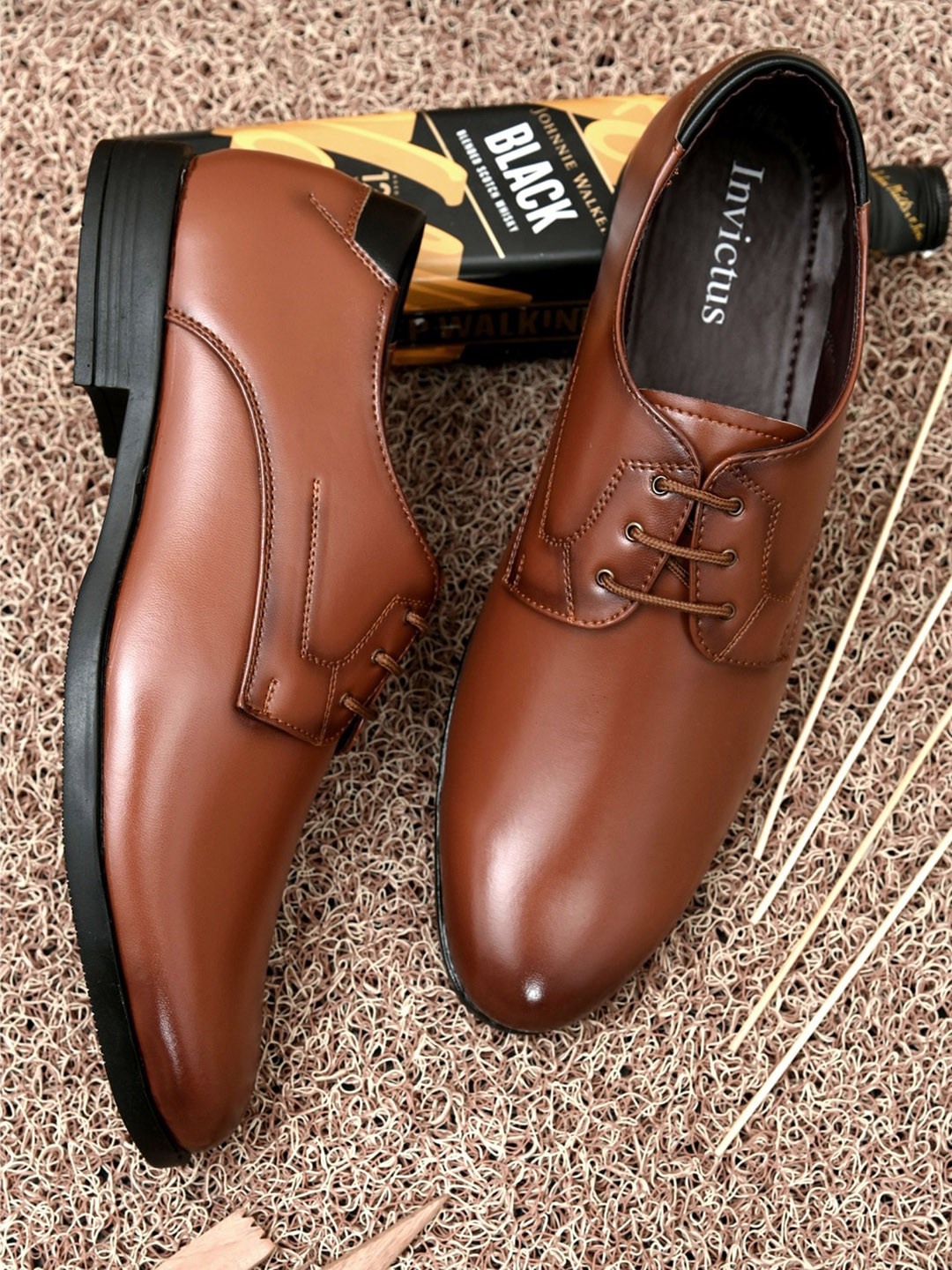 INVICTUS Men Tan Brown Formal Derby