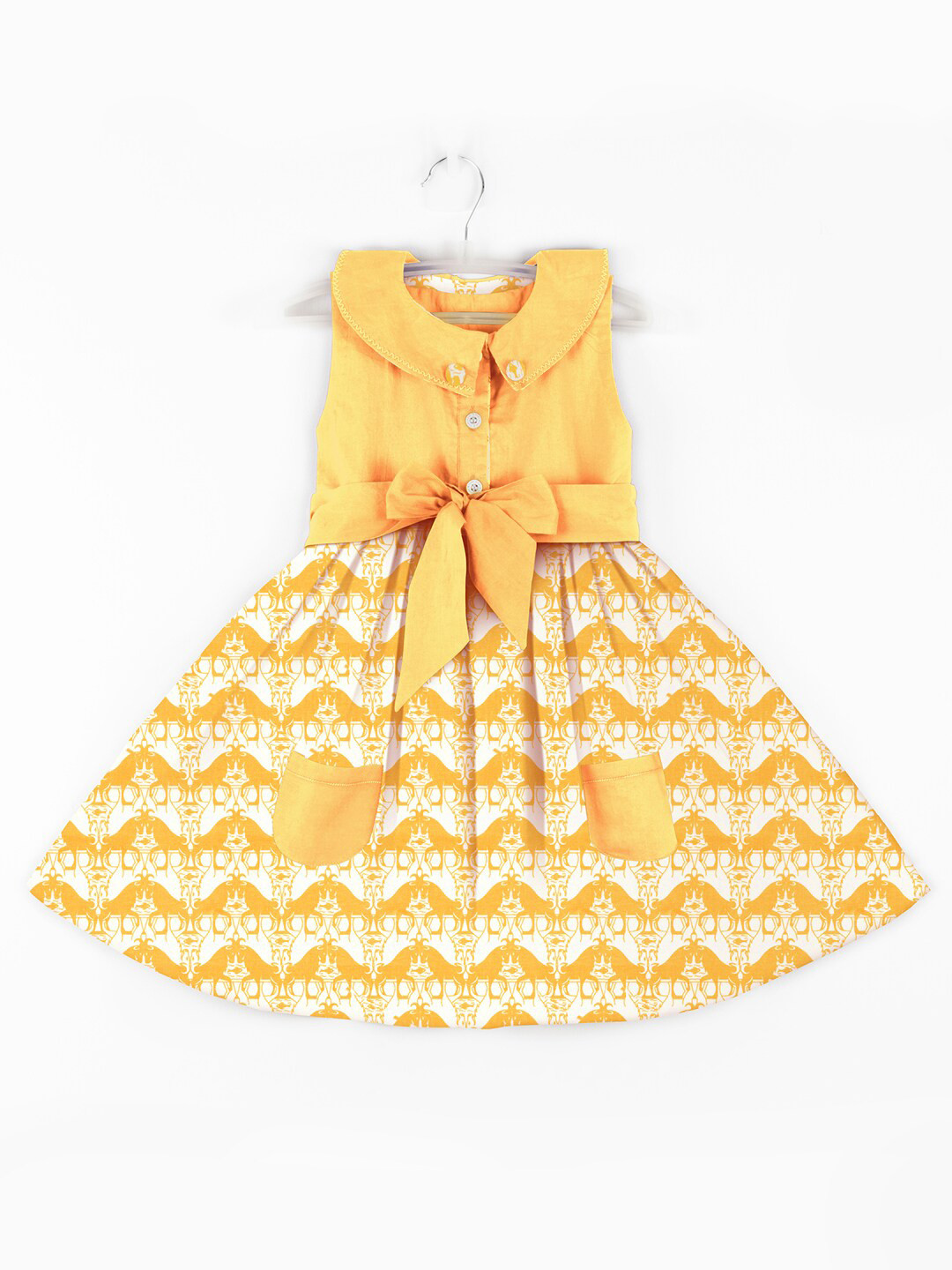 STORY TAILOR Yellow & White Pure Cotton Dress