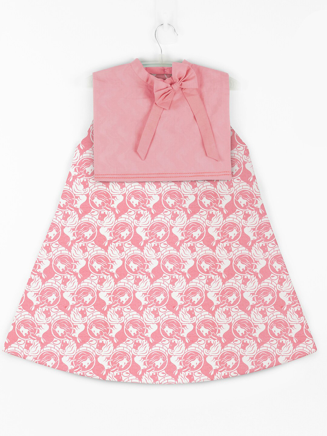 STORY TAILOR Girls Peach-Coloured Floral Printed Pure Cotton A-Line Dress