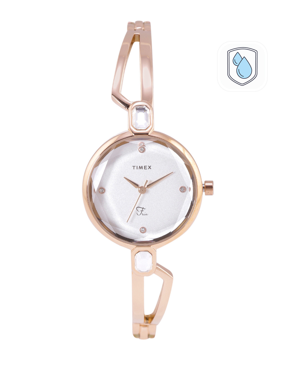 Timex Women Silver-Toned Dial & Rose Gold-Toned Bracelet Style Analogue Watch TWEL15100