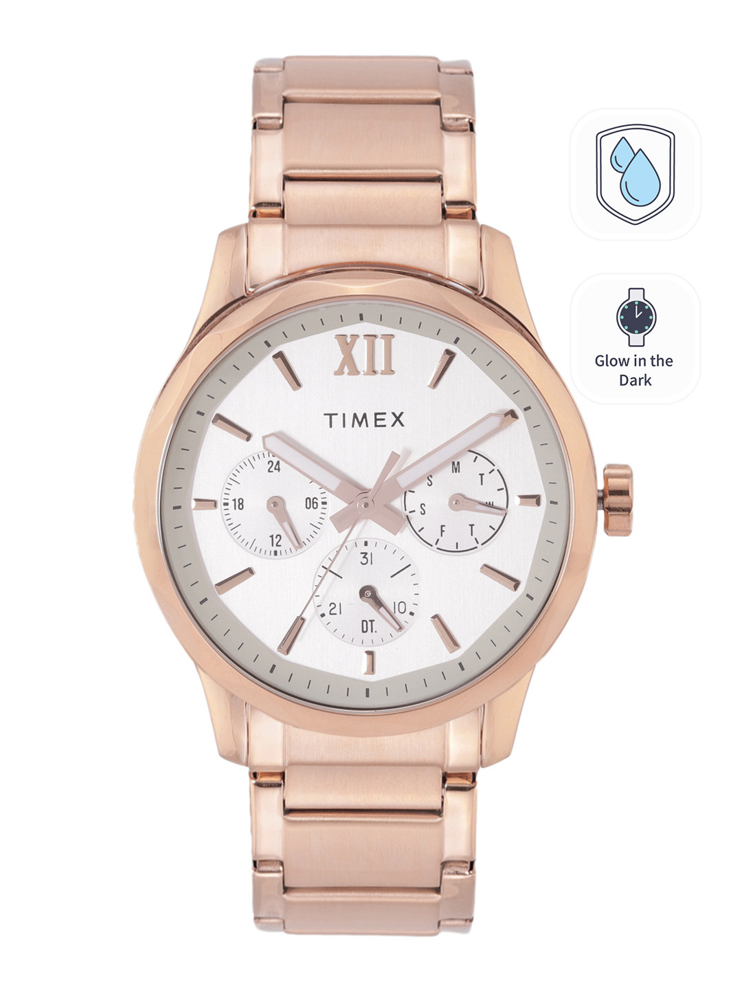 Timex Men Silver-Toned Dial & Rose Gold Toned Analogue Watch TW0TG7605