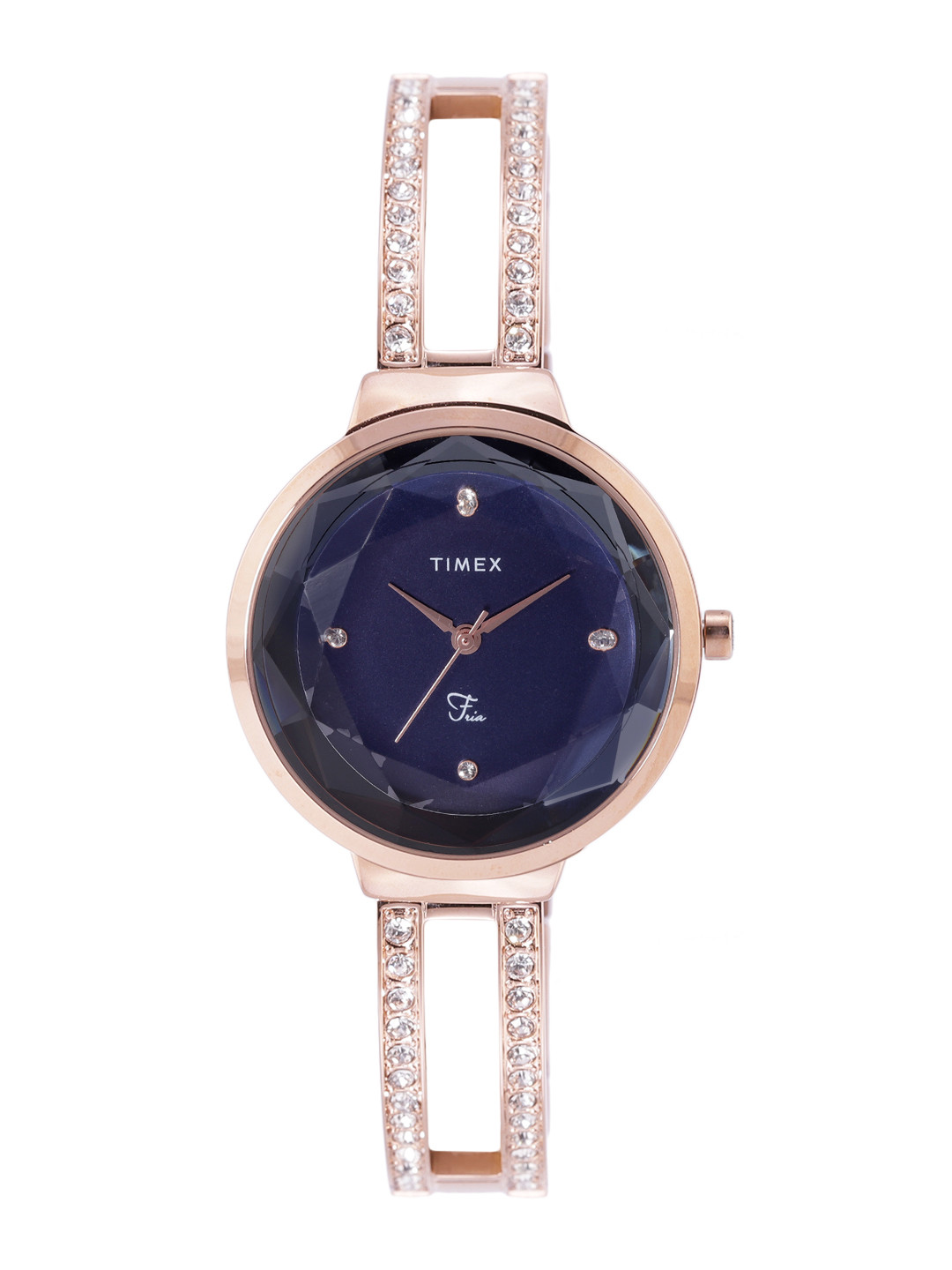 Timex Women Blue Dial & Rose Gold Toned Analogue Watch TWEL13404