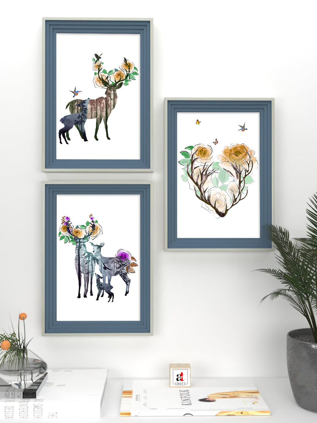 Art Street Set of 3 Animal Theme Framed Art Wall Decor