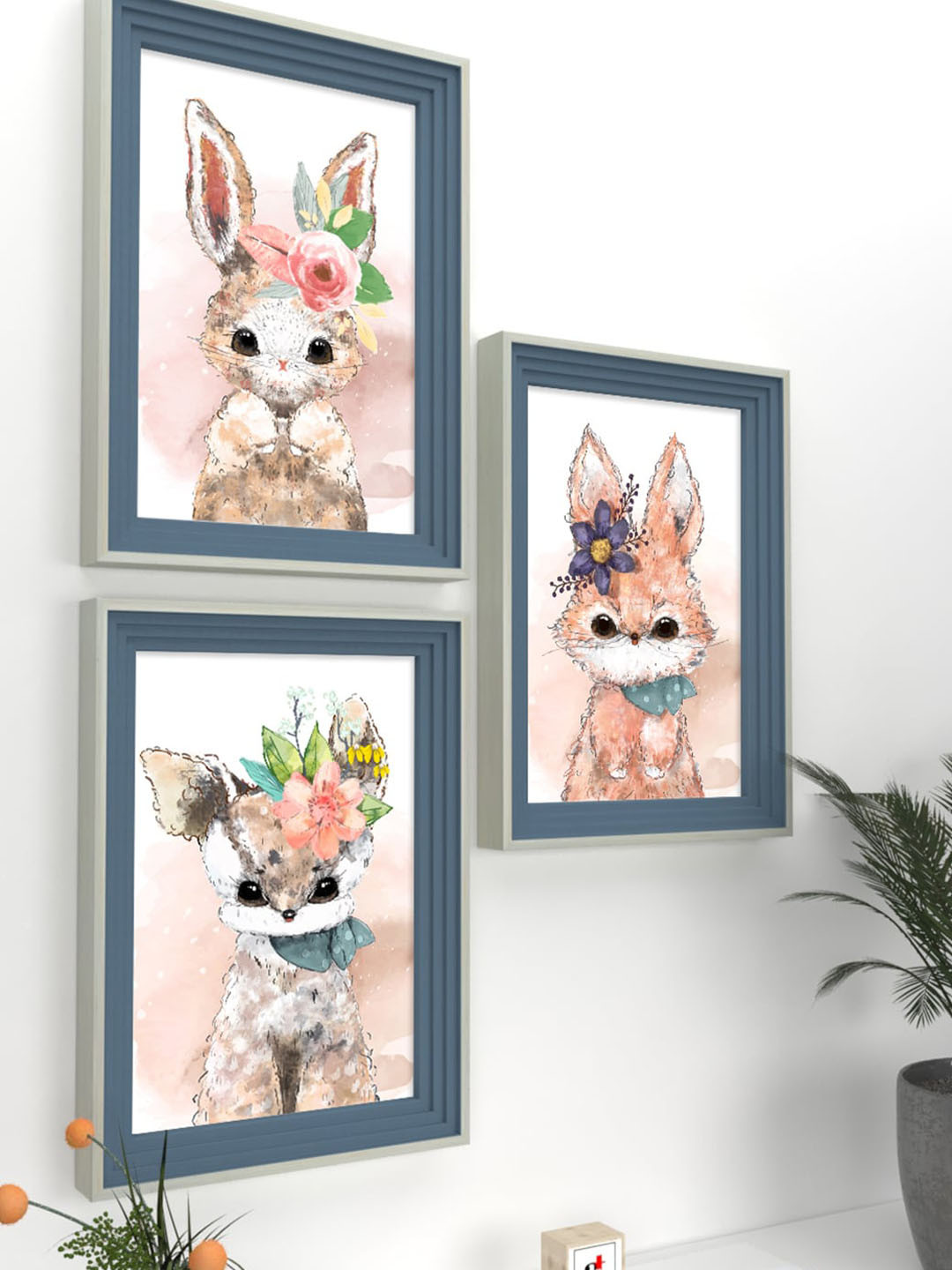 Art Street Animal Kitten Paper 3 Piece Wall Rectangle Paintings Wall Art - 10 x 14 In