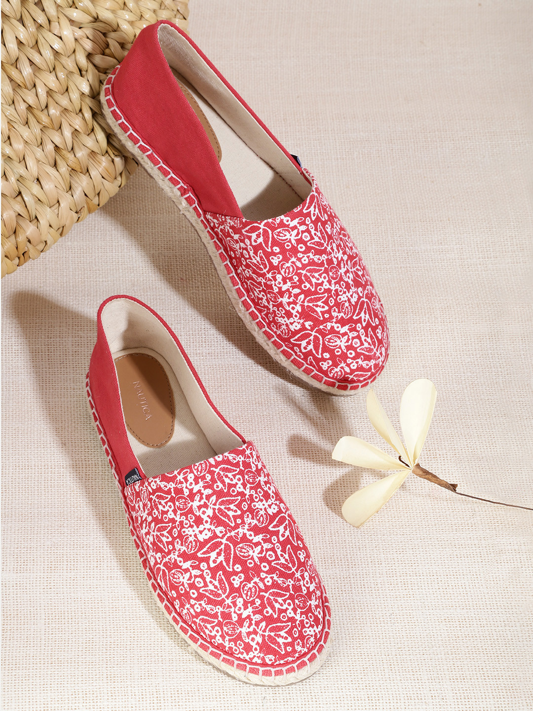 Nautica Women Pink & White Floral Printed Espadrilles