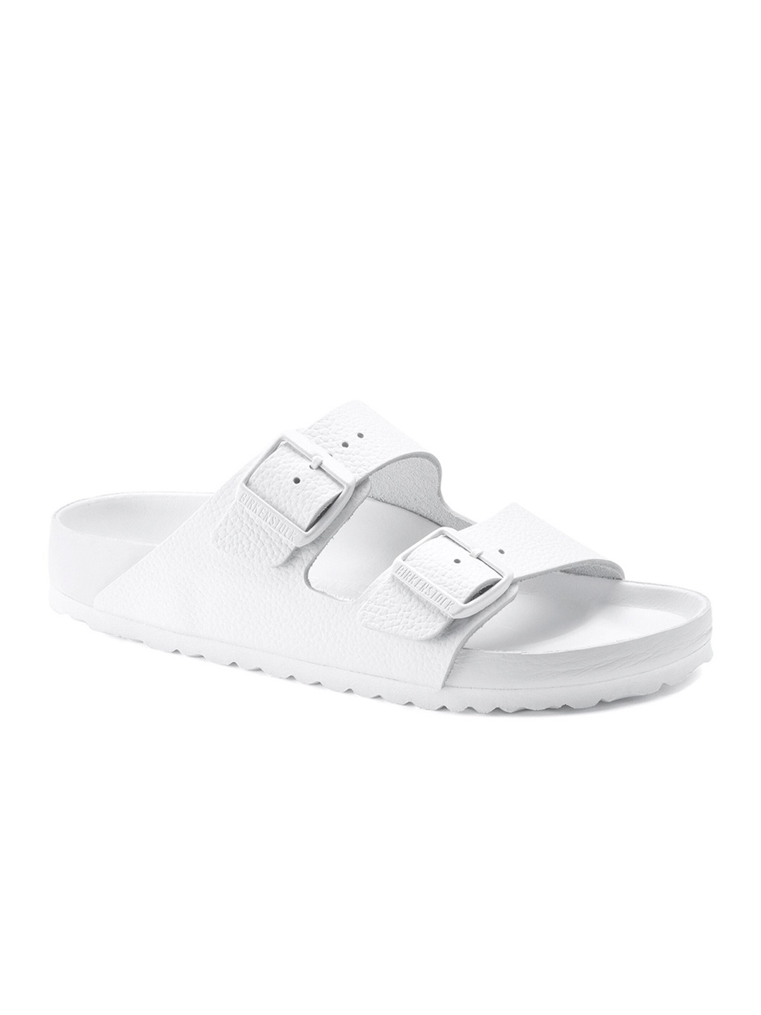 Birkenstock Arizona White Regular Width Natural Leather Two-Strap Sandals