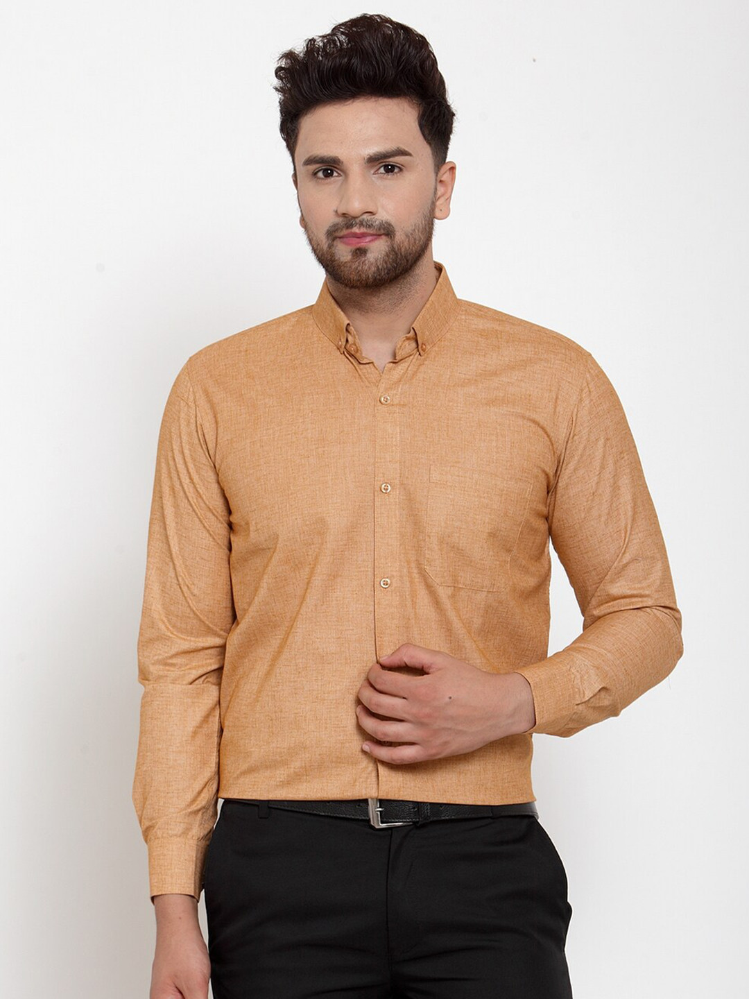 JAINISH Men Rust Standard Pure Cotton Formal Shirt