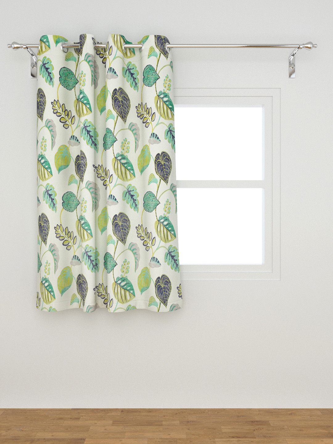 Home Centre Green & White Floral Window Curtain