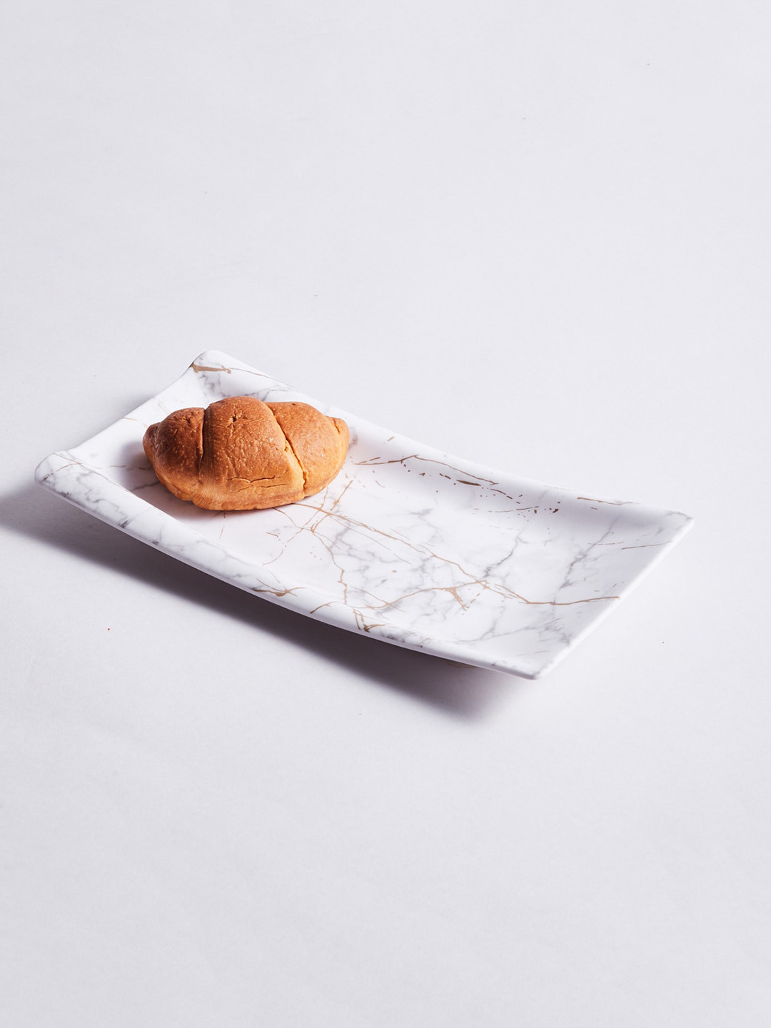 Home Centre White Printed Marble Melamine Ohio Platter