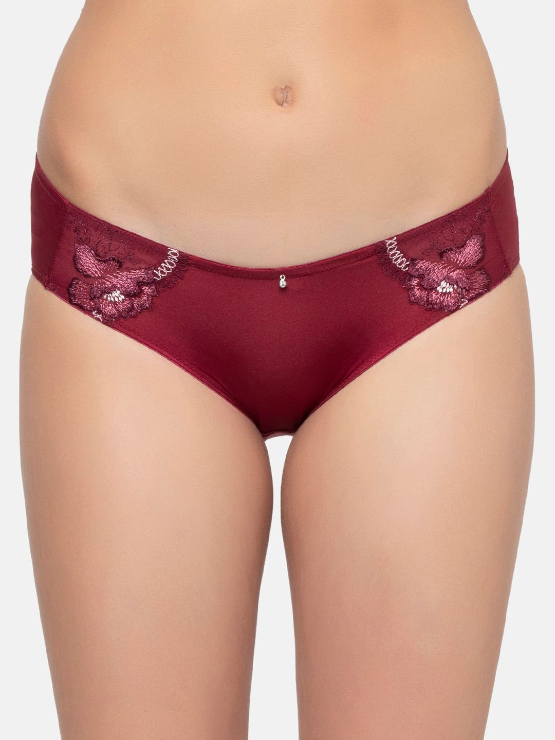 Triumph Maroon Embroidered Astra Luxury Embroidery Full Coverage Midi Hipster Briefs