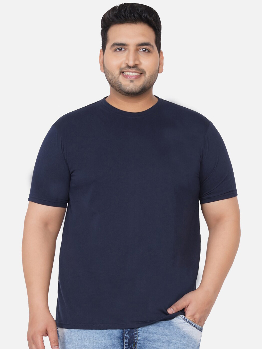 John Pride Men Plus Size Navy Blue T-shirt