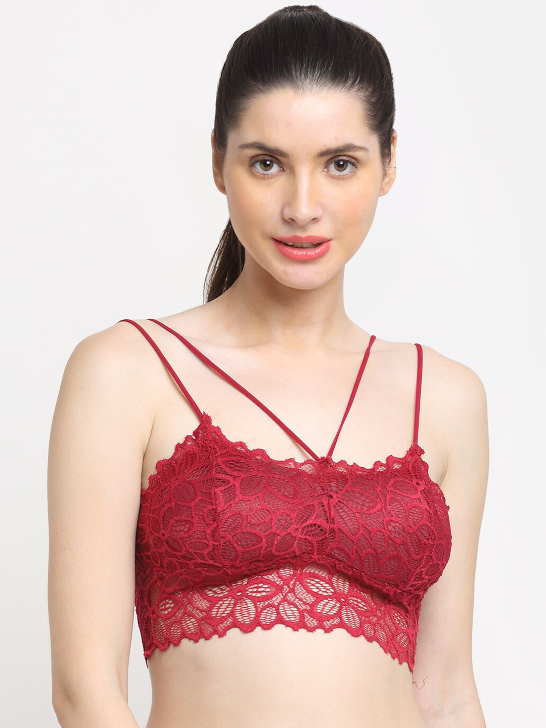 Friskers Maroon Lightly Padded Seamless Workout Bra O-347-14-30