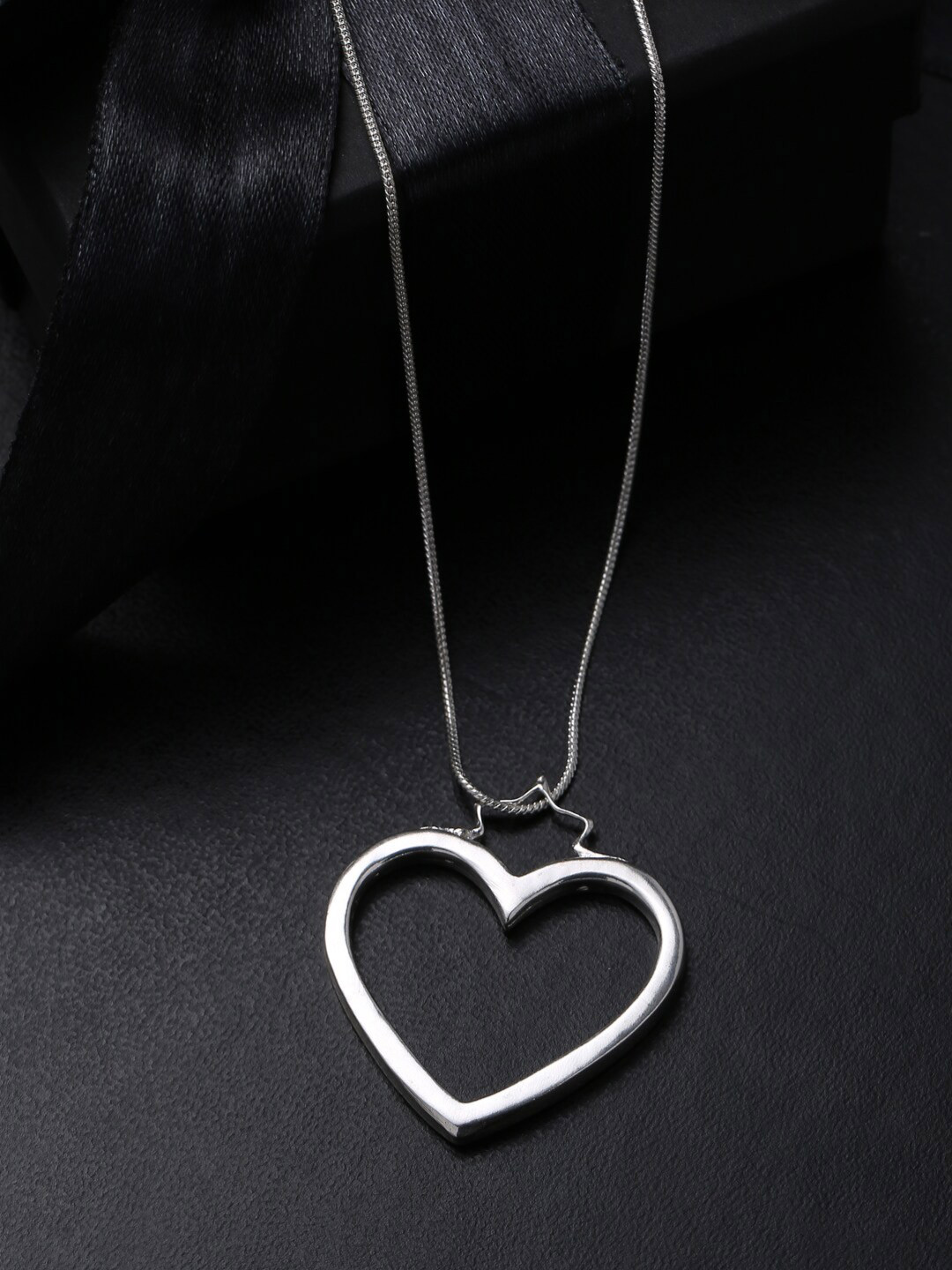 VIRAASI Silver-Plated Brass Heart Shaped Pendant Necklace