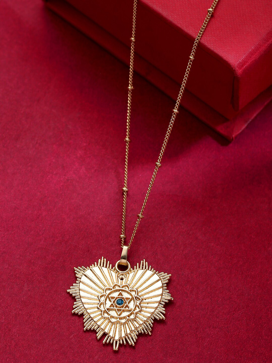 VIRAASI Gold-Toned Brass Heart Shape Pendant Chain